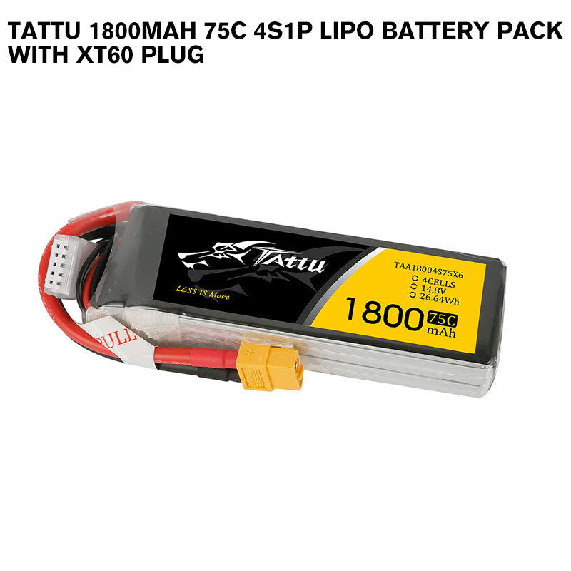 Tattu 1800mAh 75C 4S1P Lipo Battery Pack With XT60 Plug Tattu 1800mAh 75C 4S1P Lipo Battery Pack With XT60 Plug